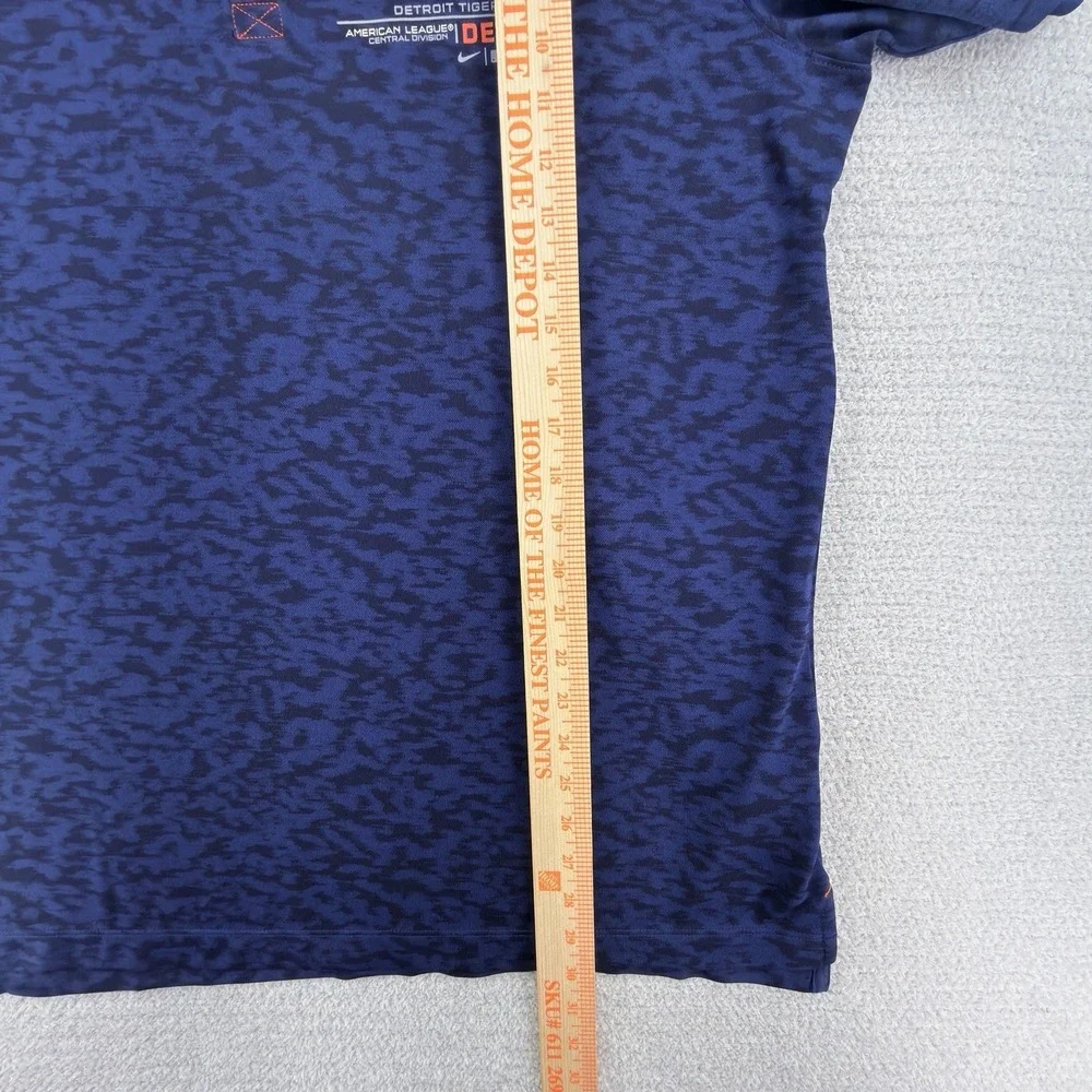Nike Detroit Tigers Polo Mens XL Dri-FIT MLB Authentic Navy All Over Print